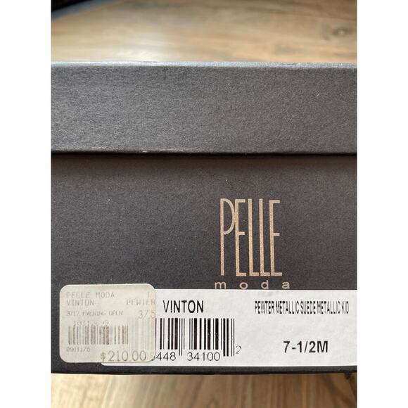 Pelle Moda Vinton Pewter Metallic Stone Strappy Heels 7 1/2 M - Picture 5 of 7